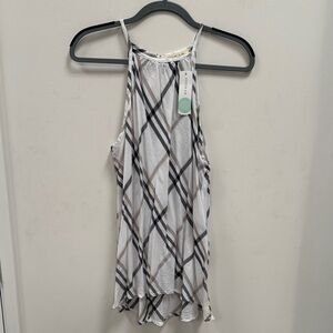 Bella Dahl Black and White Plaid Tank Top